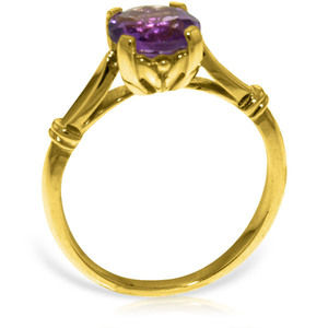 14K. SOLID GOLD SOLITAIRE RING WITH AMETHYST (Yellow Gold)